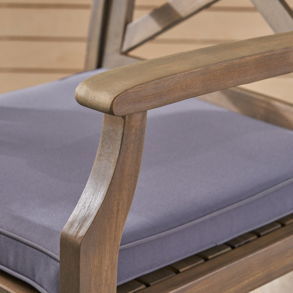 English Elm Christopher Knight Home® - PERLA Acacia Wood Outdoor Barstool Set of 2 with Water-Resistant Cushions, Cross-Back Farmhouse Charm Grey 63748.00GGRY
