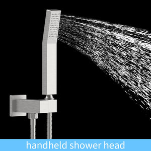 English Elm Shower System With 12" Rainfall Head & Handheld Wand - Modern Brushed Nickel Bathroom Faucet Combo T3177P269152-GIGA