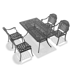 English Elm 5-piece Cast Aluminum Outdoor Dining Set with Ornate Patio Design and Weather Resistant Frame W1710S00568