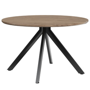 English Elm 47.2" Solid Wood Round Dining Table for 4-6 with X-Shaped Pedestal, Spacious Surface & Floor-Protecting Pads Black+Brown T3623P408638