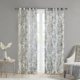 Madison Park Simone Transitional Printed Floral Rod Pocket and Back Tab Voile Sheer Curtain MP40-6775 White