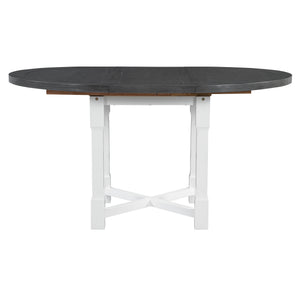 English Elm Trexm Farmhouse Round Extendable Dining Set Birch Veneer Table Upholstered Chairs ST000139AAE