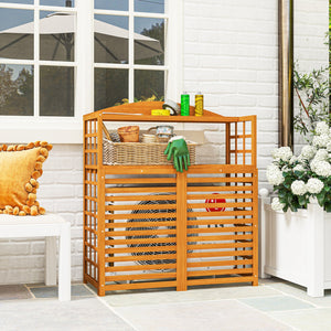 English Elm Outsunny Fir Wood Ac Enclosure Outdoor Privacy Screen with Plant Shelves Patio W2225P485608