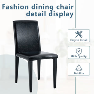 English Elm Four Black Pu Leather Dining Chairs with Steel Legs for Modern Industrial Kitchens W1151P372918