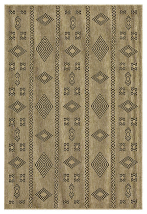 English Elm Earth Jute-Inspired Indoor/Outdoor Area Rug, 2'7"X7'3", Stain Resistant, Durable, Modern Beige & Black B186P198813
