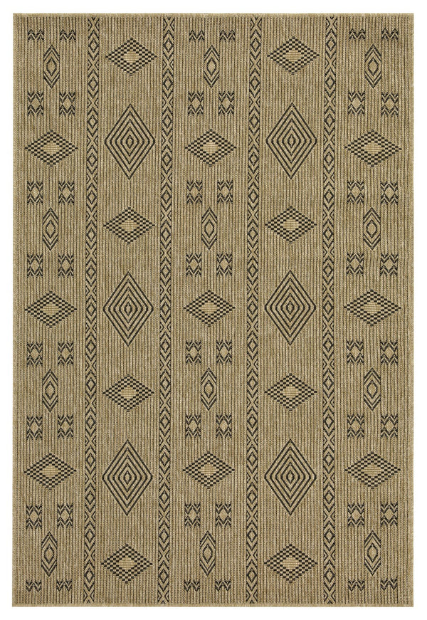 English Elm Earth Jute-Inspired Indoor/Outdoor Area Rug, 2'7"X7'3", Stain Resistant, Durable, Modern Beige & Black B186P198813