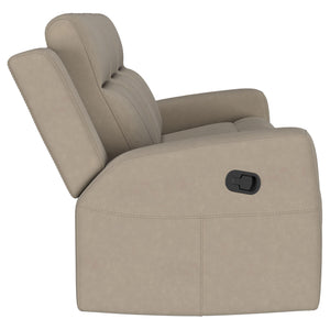 English Elm Slater Faux Leather Manual Reclining Sofa Set with Track Arms for Living Rooms Taupe B062S01425