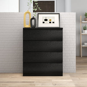 English Elm 4 Drawer Dresser Modern Black 31.5" Handle-Free Chest - 4 Spacious Drawers, Sleek Durable Storage Organizer W3151P288870