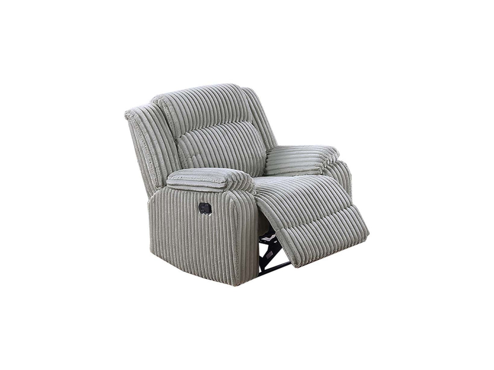 English Elm 1pc Ash Color Motion Recliner Chair with Fur-Like Corduroy Upholstery, Plush Armrests & Manual Recline B011P335291