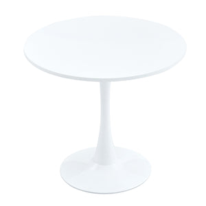 English Elm 31.9"hourglass-shaped Round Table White Mdf Top Nordic Style for Dining or Office W1151P256807