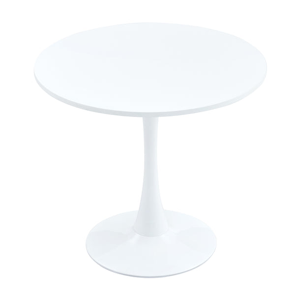 English Elm 31.9"hourglass-shaped Round Table White Mdf Top Nordic Style for Dining or Office W1151P256807