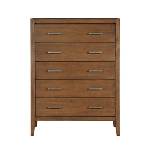 English Elm Transitional 5 Drawer Chest Wire Brushed Wood Antique Brass Hardware Bedroom B011P286829