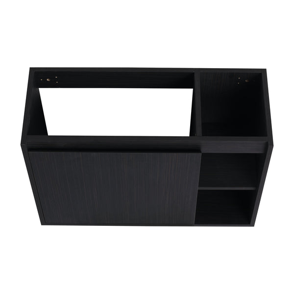 English Elm 28'' Wall-Mounted Bathroom Vanity with Glossy White Ceramic Sink, Soft-Close Doors, Water-Resistant Plywood Finish (Easy Assembly, KD Packing) W999P310767