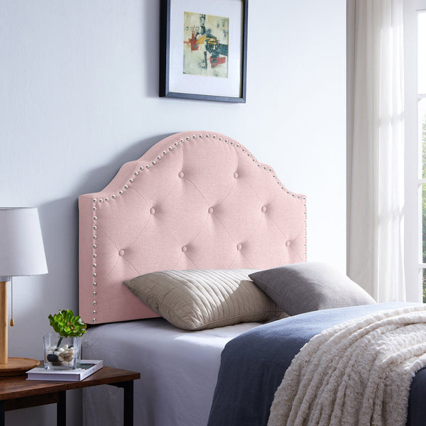 English Elm Christopher Knight Home® - Tufted Blush Upholstered Headboard Twin with Nailhead Trim, Adjustable Height, Button Diamond Stitch Elegance 66873.00LBLSH
