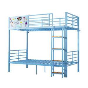 English Elm Metal Full Size Bunk Bed Convertible Steel Frame with Safety Guardrail for Kids W3752S00015
