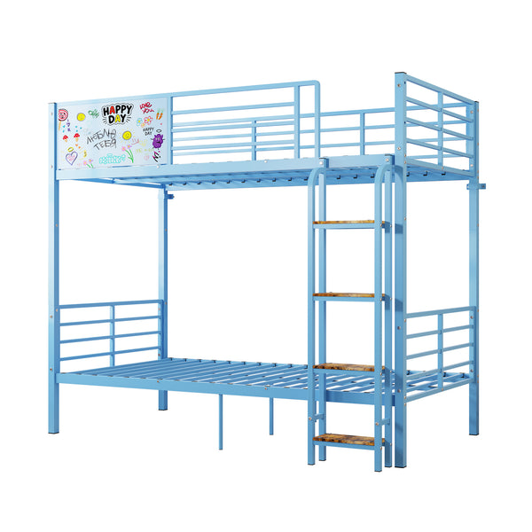 English Elm Metal Full Size Bunk Bed Convertible Steel Frame with Safety Guardrail for Kids W3752S00015