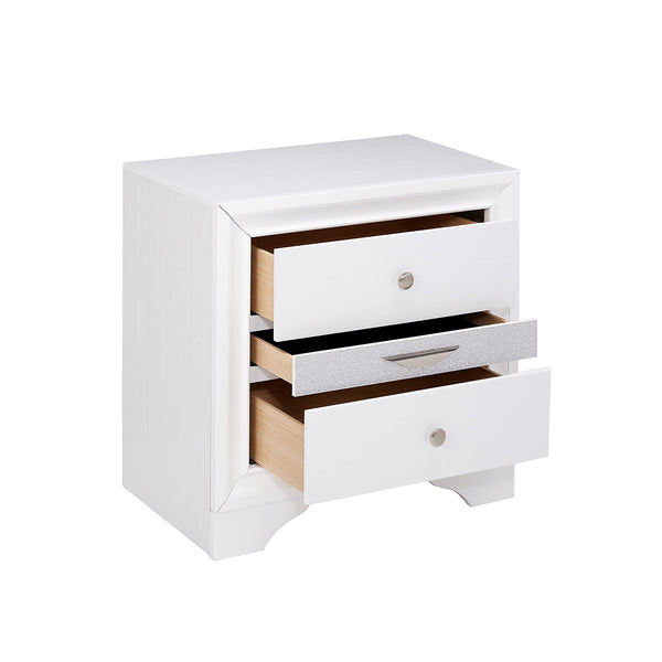 English Elm 2 Drawers Nightstand With Jewelry Compartment - Elegant White Storage For Modern Bedrooms & Décor B016P253285