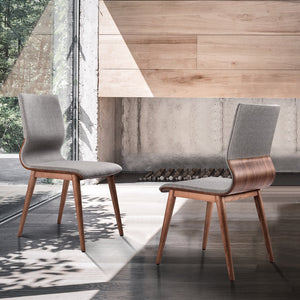 English Elm Robin Mid-century Upholstered Dining Chairs with Tapered Walnut Legs Set of 2 B2736P464880