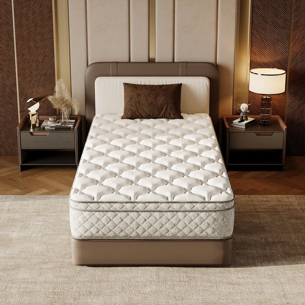 English Elm Twin Hybrid Mattress 12 Inch Gel Memory Foam Pocket Coils Medium Firm Sleep Support W3682P338216