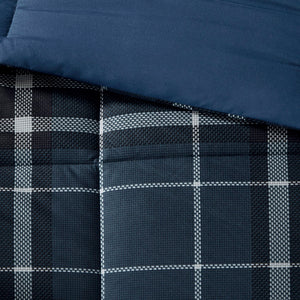 JLA Home Woolrich - CozySpun Navy Plaid Down Alternative Comforter Mini Set — Hypoallergenic, OEKO-TEX, Flannel Soft Warmth WR10-2482