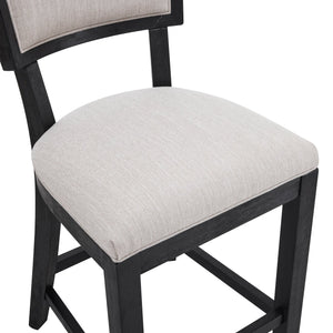 English Elm Christopher Knight Home® - 26.5" Counter Stools Set of 2 Upholstered Farmhouse Bar Stools with Curved Back, Footrest, Solid Wood Frame Beige+Black 72643.00BGECHOC