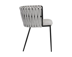 Sunpan SARAI Dining Armchair - Modern Woven Backrest, Heather Grey Upholstery & Durable Steel Frame 106187