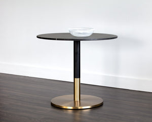 Sunpan Massie Round Bistro Table - Elegant Black Marble With Gold Veining - Perfect For Cozy Dining Spaces Black Marble 105315