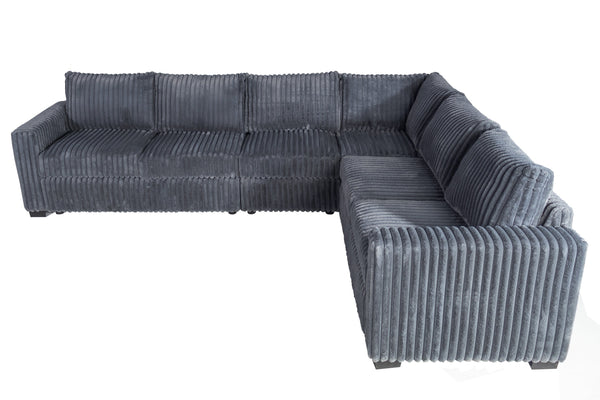 English Elm Elegant Plush 4-Pc Sectional Sofa Set with Corduroy Upholstery Spacious L-Shaped Lounge for 5 Dark Gray 54 L x 39 W x 27 H B011S01748