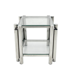 English Elm Modern Stainless Steel Coffee Table Set Of 3 - Stylish Double-Layer Glass Top Tables For Home & Office W2978S00049