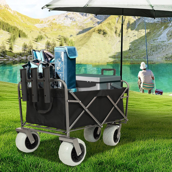 English Elm Fishing Cart All Terrain Steel Frame with Rod Holders and 9 Inch Pneumatic Tires W2932P253148
