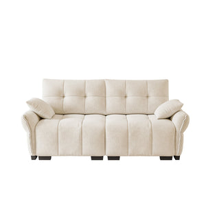 English Elm Premium Chenille Two Seater Sofa Tufted Arms Ergonomic Foam Living Room Lounge White W714S01631