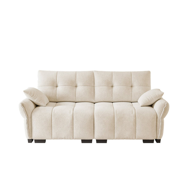 English Elm Premium Chenille Two Seater Sofa Tufted Arms Ergonomic Foam Living Room Lounge White W714S01631
