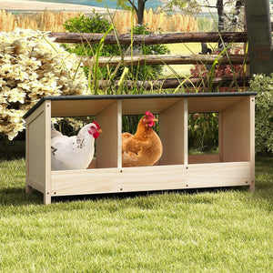 English Elm Chicken Nesting Box with Asphalt Roof Three Compartments Solid Pine Backyard Coop W2181P363545