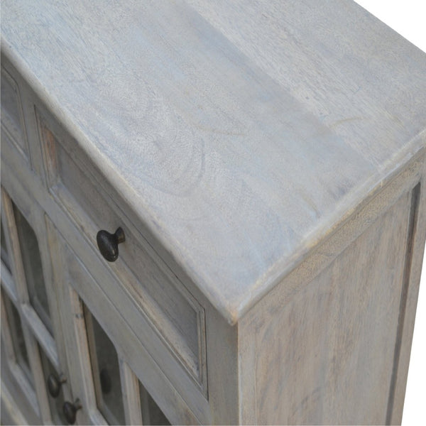 English Elm Solid Mango Wood Sideboard With Stone Acid Wash Finish - Rustic Charm & Ample Storage Solution B182P279310-GIGA