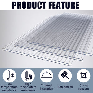 English Elm 10 Pack Twin Wall Polycarbonate Greenhouse Panels Uv Blocking Insulated Roofing Sheets W3213P460535