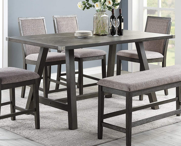 English Elm Mid-Century 72" Grey Counter Height Rectangle Dining Table Seats 6 Modern Wood Veneer Elegance B011P314245