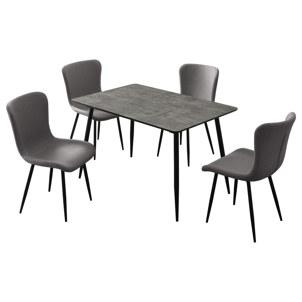 English Elm Grant Grey Extendable 5 Piece Dining Set with Upholstered Chairs and Metal Legs B062S01561