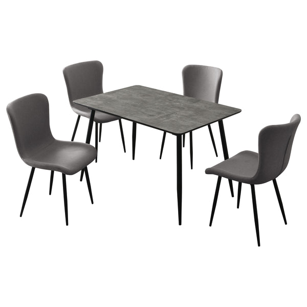English Elm Grant Grey Extendable 5 Piece Dining Set with Upholstered Chairs and Metal Legs B062S01561