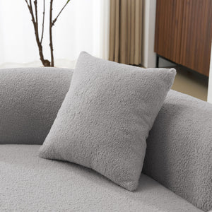 English Elm 66.93 Curved Loveseat 73" Heart-Shaped Teddy Velvet Sofa Full Foam & Spring Support, No-Assembly Cozy Compact Grey W3612P332116