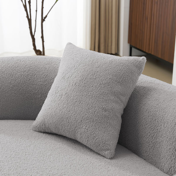 English Elm 66.93 Curved Loveseat 73" Heart-Shaped Teddy Velvet Sofa Full Foam & Spring Support, No-Assembly Cozy Compact Grey W3612P332116
