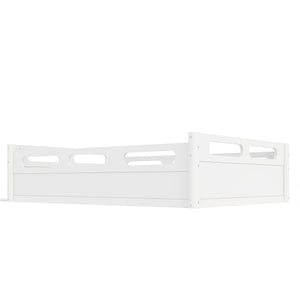 English Elm Twin Low Profile Floor Bed with Guardrails Pine Wood Frame Minimalist Bedroom White W1580P438792