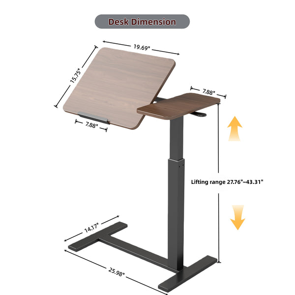 English Elm Mobile Rolling Overbed Laptop Desk with Tilting Panel Height Adjustable for Home or Hospital Brown+Black W3895P460668
