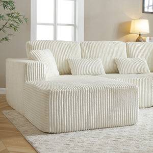 English Elm 109'' Modular Cloud Sectional Corduroy Couch Deep Seat L-shape for Living Room W1117S00311