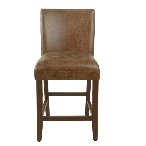 English Elm 24 Inch Counter Stool Faux Leather Cushioned Seat Walnut Wood Legs Kitchen B056P412627