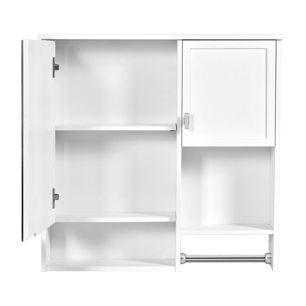 English Elm 29'' Modern Wall Mounted Medicine Cabinet with Mirror, Spacious Adjustable Shelves, Towel Bar and Durable MDF Finish White N710P209440K