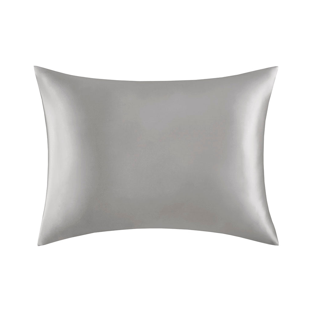 JLA Home Madison Park - 100% Mulberry silk pillowcase 25mm 6A OEKO-TEX satin finish with hidden zipper for skin & hair care Grey MP21-7273