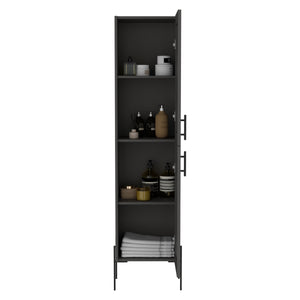 English Elm Hagi 71" Tall Gray Shaker Linen Cabinet with Adjustable 4-Tier Shelves, Metal Legs, Slim Design B070P234366