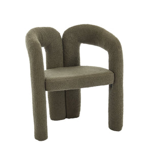 English Elm Contemporary Velvet Upholstered Barrel Accent Chair with Curved Support, Foam Seat, Steel Frame Finish Olive Green W395P224759