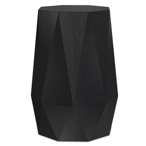 English Elm Kurt Solid Acacia Wood Geometric Side Table Sculptural Octagonal Design for Modern Interiors Black B136P419853