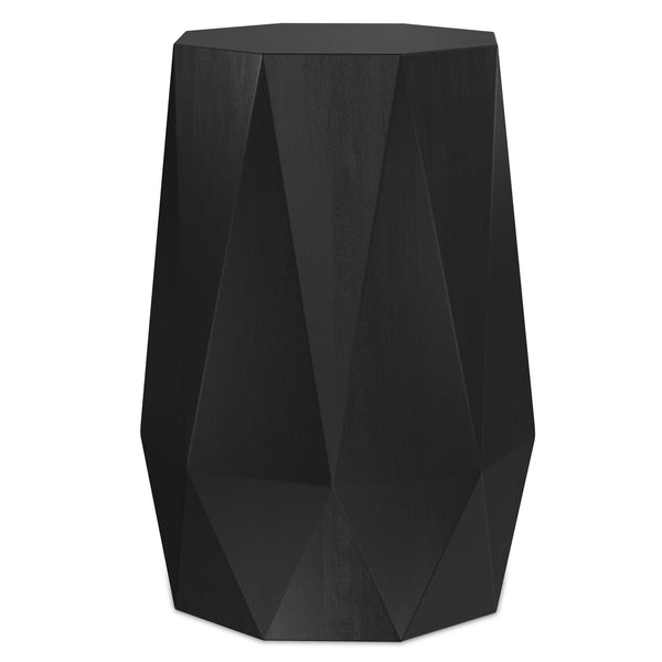 English Elm Kurt Solid Acacia Wood Geometric Side Table Sculptural Octagonal Design for Modern Interiors Black B136P419853